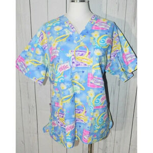 Peaches Uniforms Women's Multi-Colored Patterned Short Sleeve Scrub Shirt